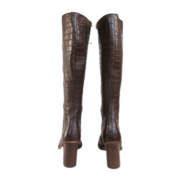 JOURNEE COLLECTION Tamori Leather Boot Brown Croc Embossed Knee High Women's 9.5 - Picture 4 of 9
